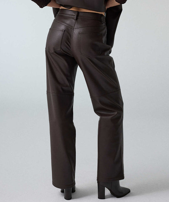 Leather-Effect Wide-Leg Trousers