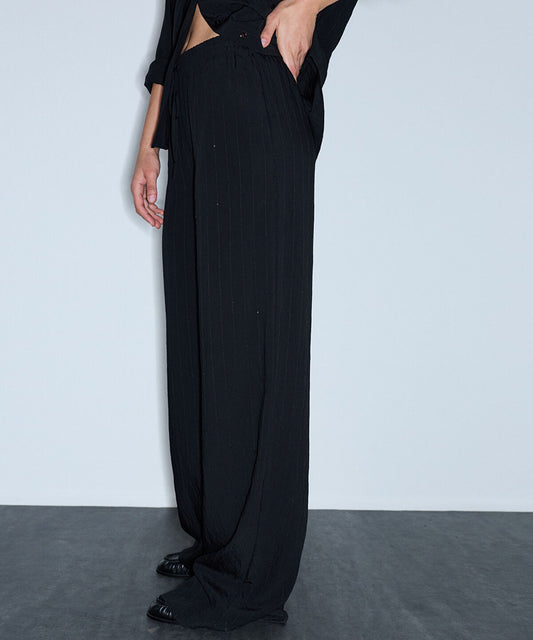 Crinkle-Effect Sequin Trousers