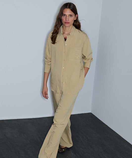 Crinkle-Effect Sequin Trousers