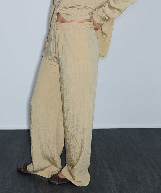 Crinkle-Effect Sequin Trousers