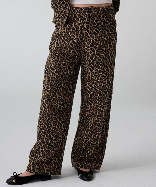 Leopard-Print Barrel Trousers