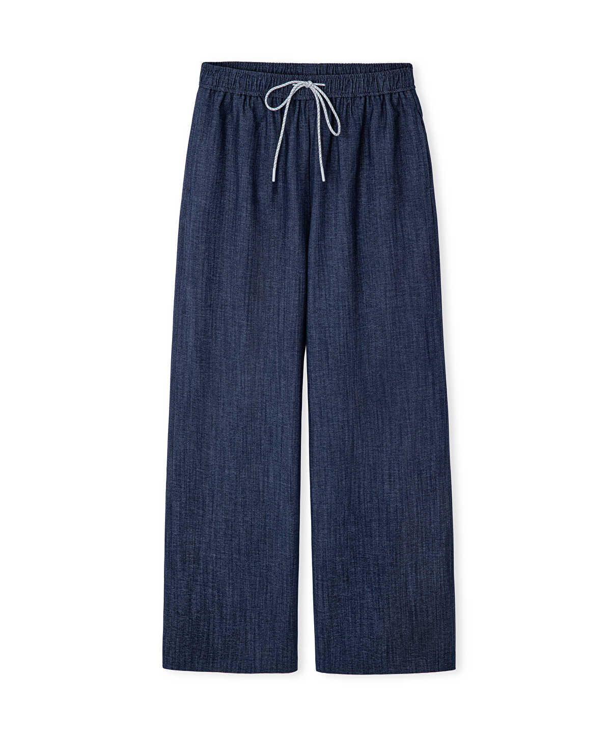 Denim-Effect Wide-Leg Trousers