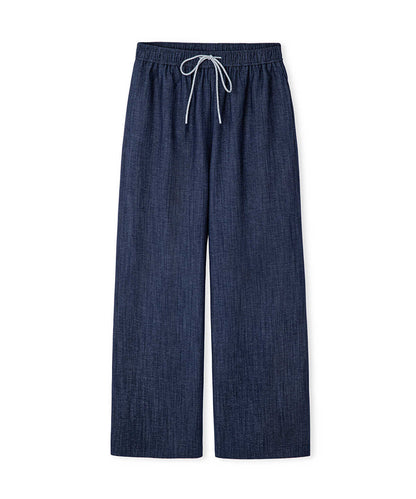 Denim-Effect Wide-Leg Trousers