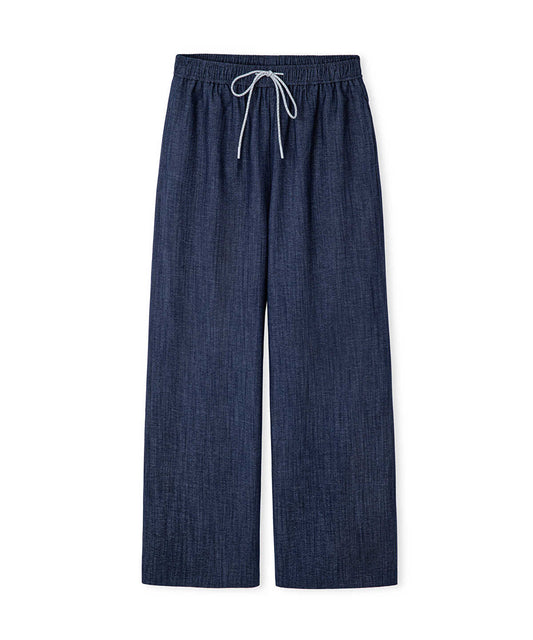 Denim-Effect Wide-Leg Trousers