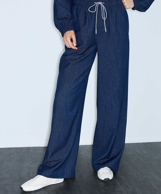 Denim-Effect Wide-Leg Trousers