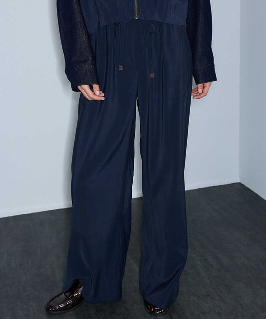 Elastic-Waist Wide-Leg Trousers