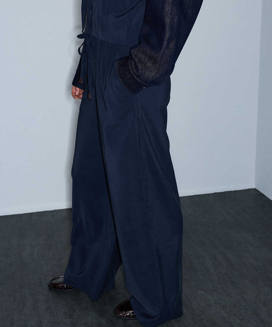 Elastic-Waist Wide-Leg Trousers