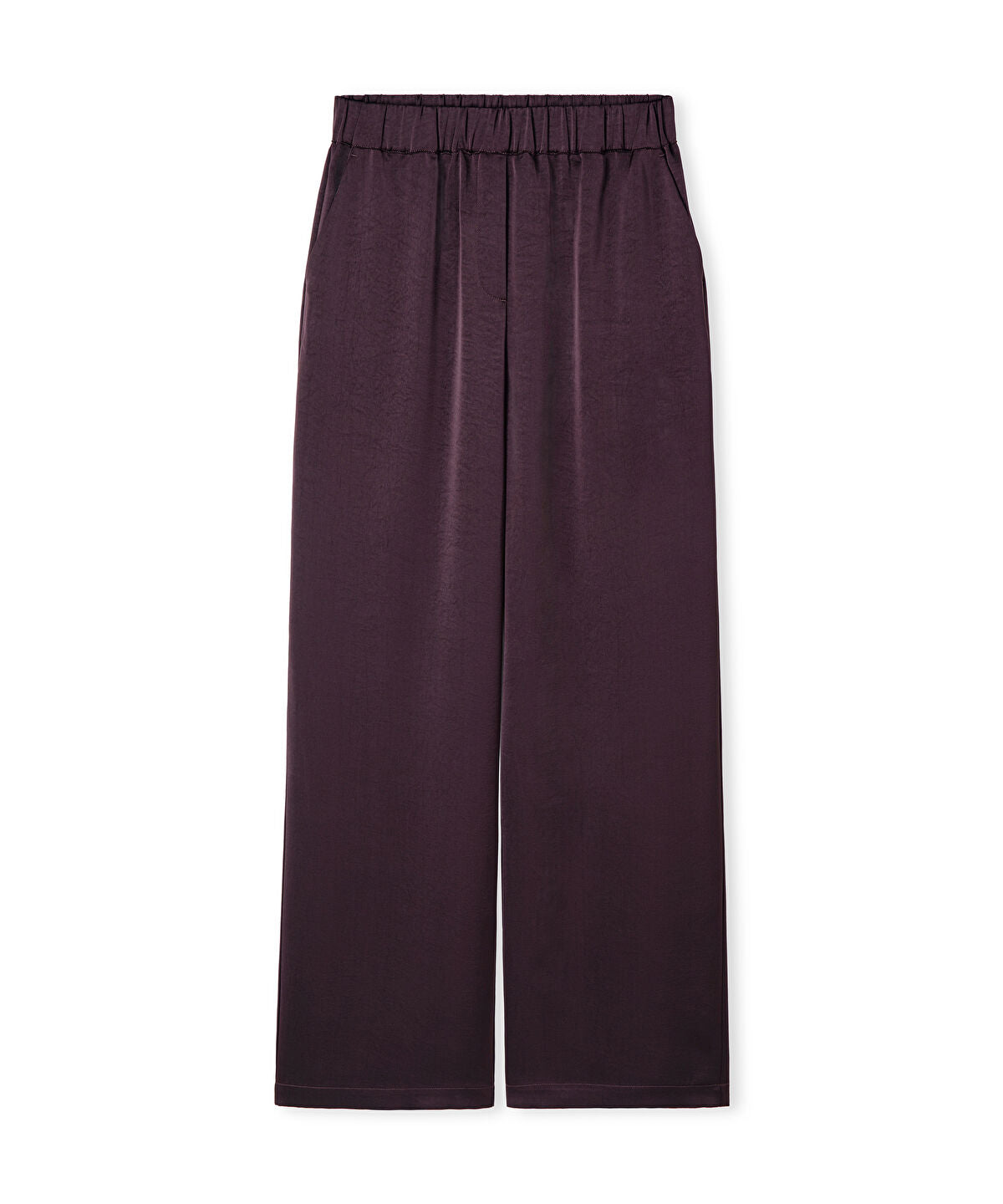 Elastic-Waist Shiny Trouser