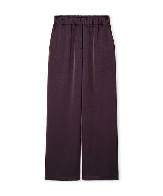 Elastic-Waist Shiny Trouser
