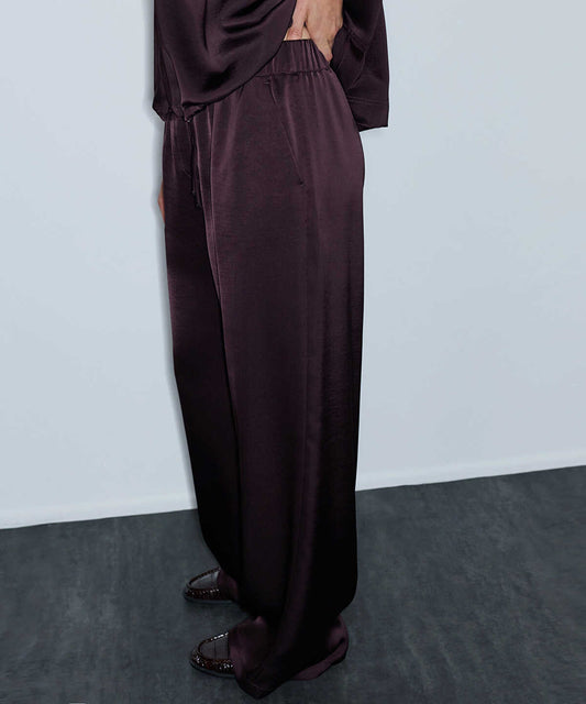 Elastic-Waist Shiny Trouser