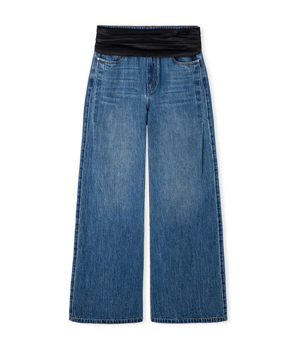Detachable Satin Belted Jeans