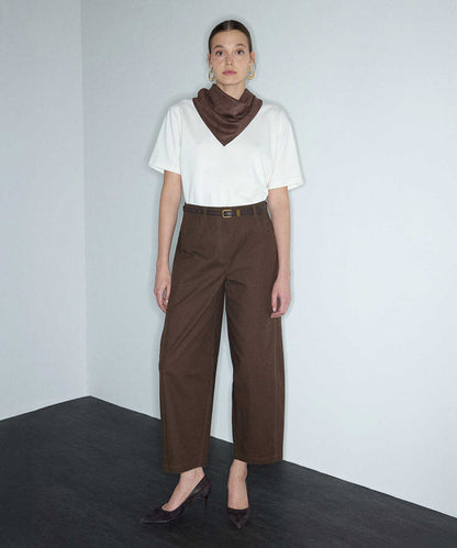Herringbone-Texture Barrel Trousers