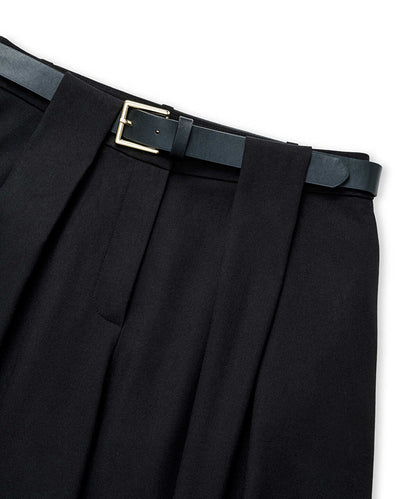 Belted Palazzo Bermuda Trousers