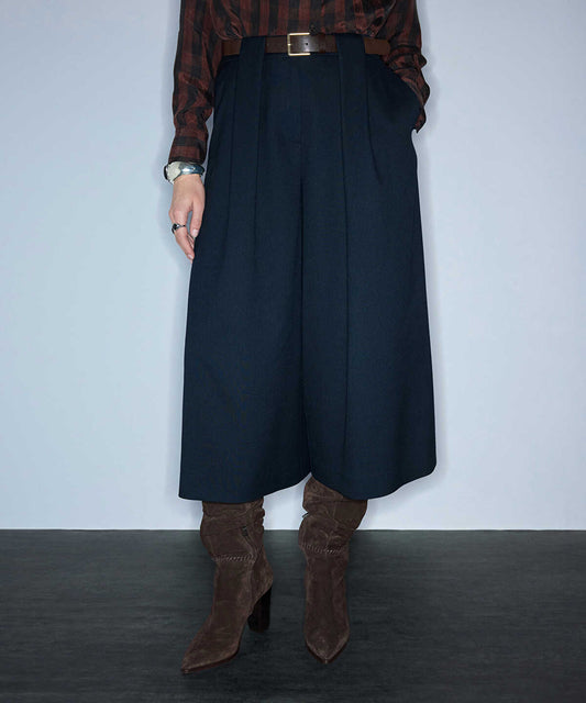 Belted Palazzo Bermuda Trousers