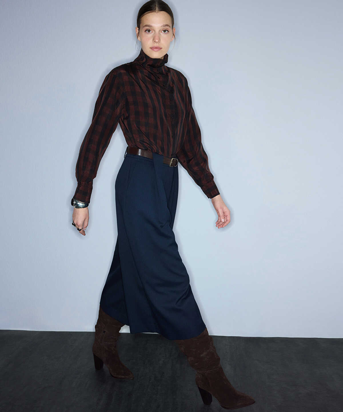 Zoomed Belted Palazzo Bermuda Trousers