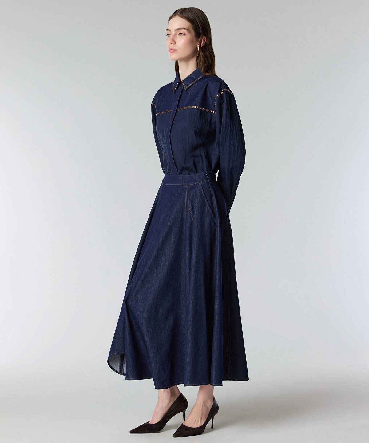 Midi Denim Skirt