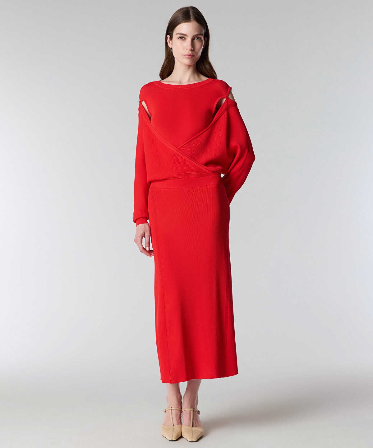 Zoomed Flared Knit Skirt