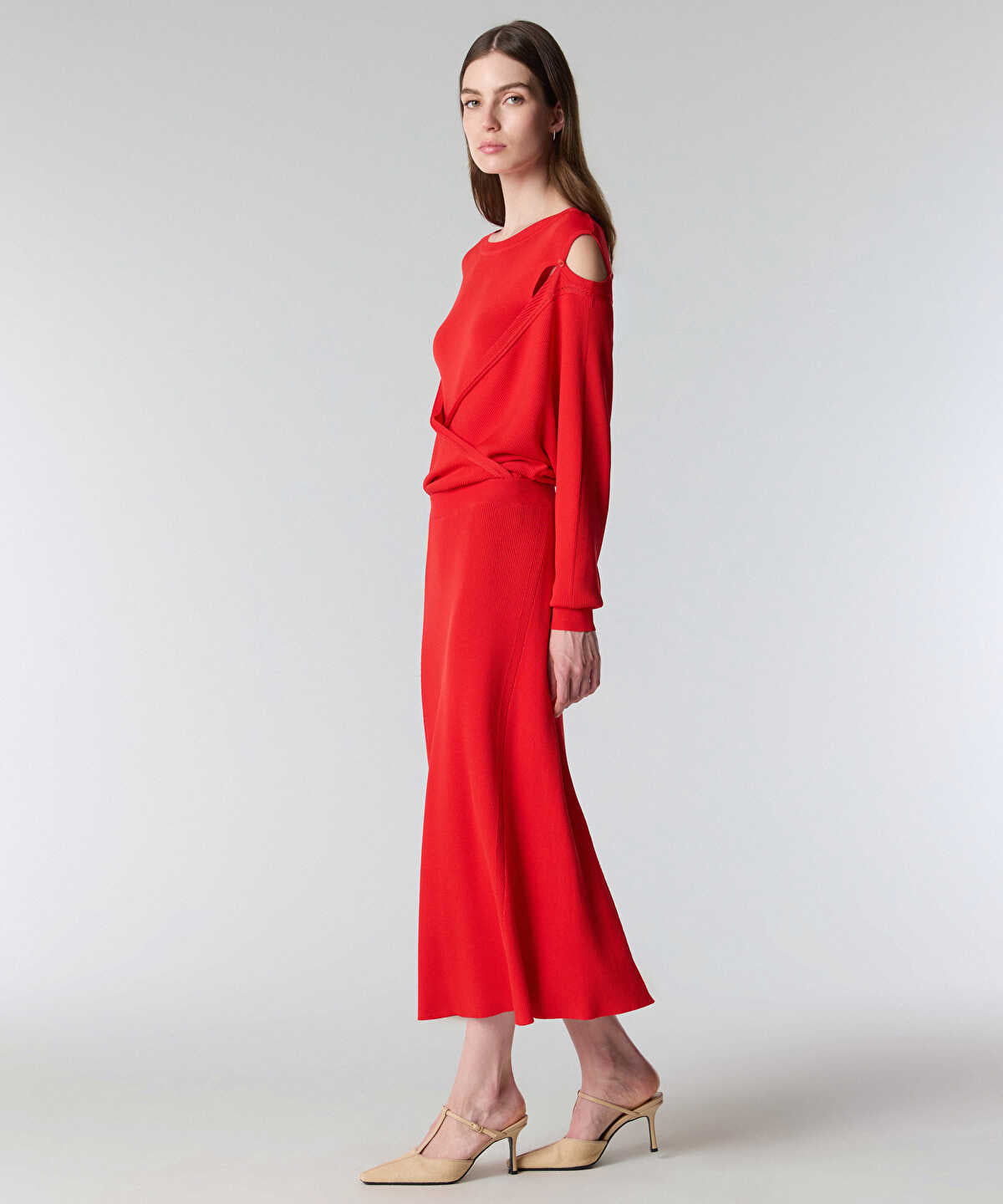 Zoomed Flared Knit Skirt