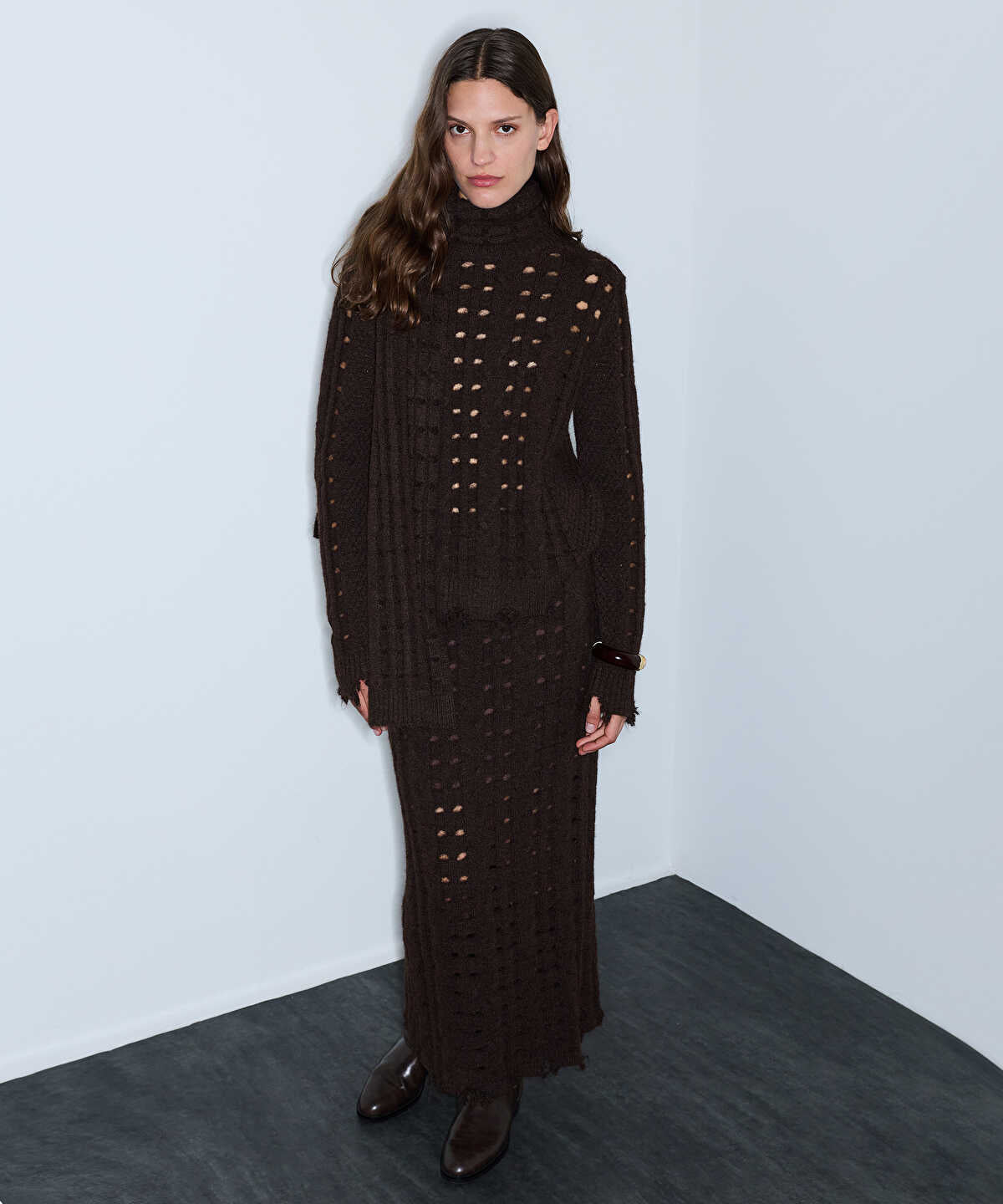 Perforated Knit Skirt