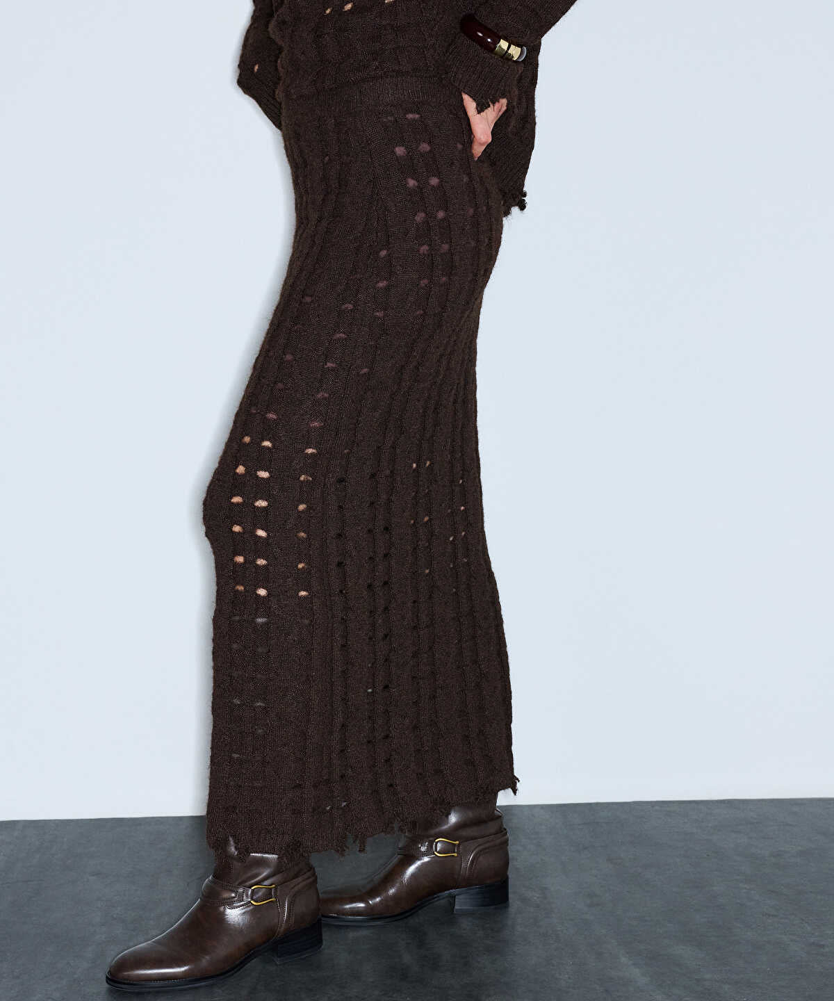Perforated Knit Skirt
