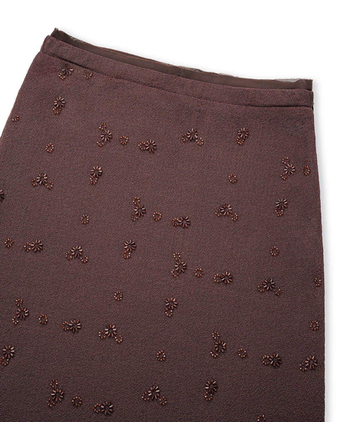 Zoomed Beaded Knit Midi Skirt