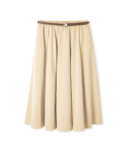 Faux-Leather Belted Midi Skirt