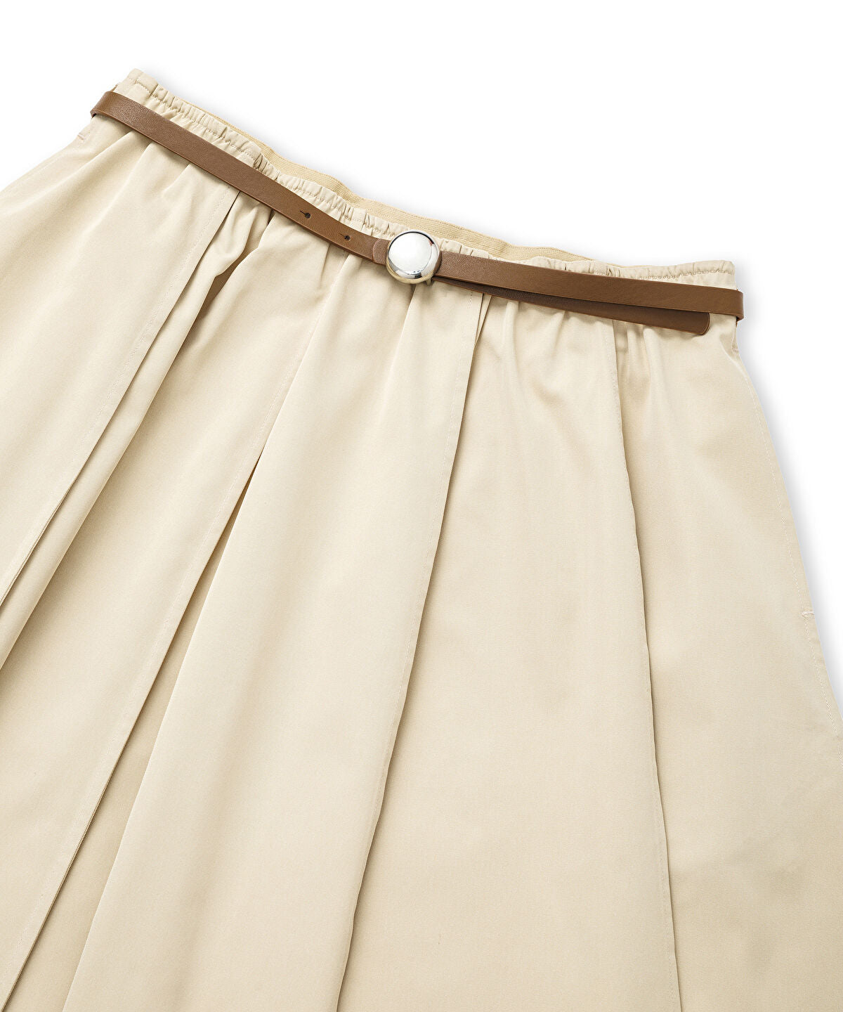 Zoomed Faux-Leather Belted Midi Skirt