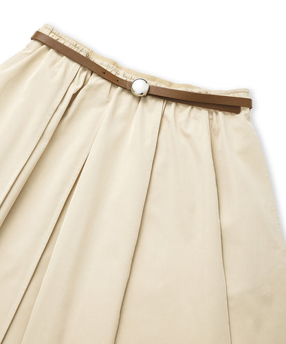 Faux-Leather Belted Midi Skirt