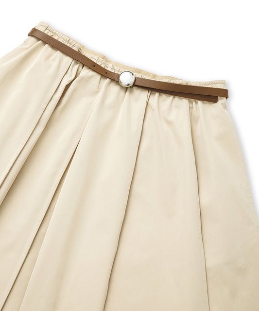 Faux-Leather Belted Midi Skirt
