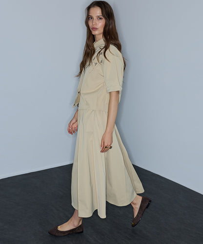 Faux-Leather Belted Midi Skirt