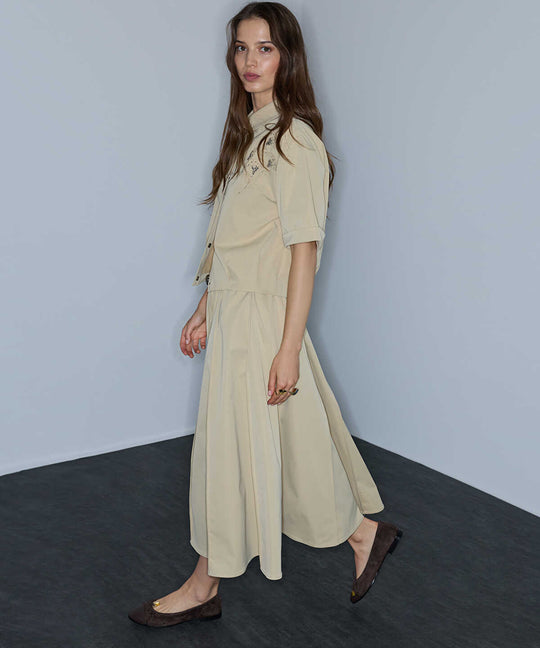 Faux-Leather Belted Midi Skirt