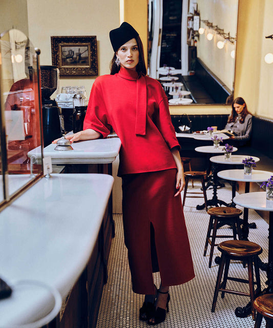 Front-Slit Pencil Skirt