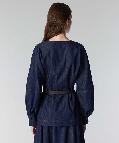 Embroidered Peplum Denim Jacket
