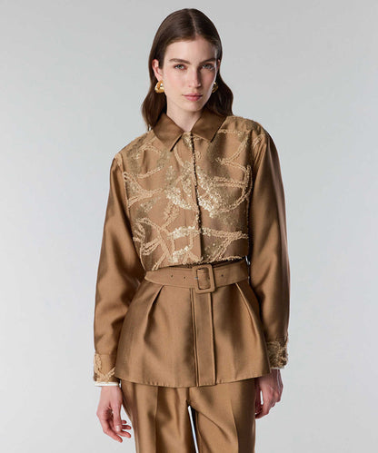 Embroidered Jacket with Belt
