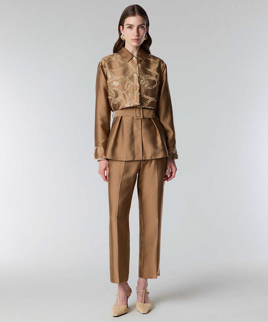 Embroidered Jacket with Belt
