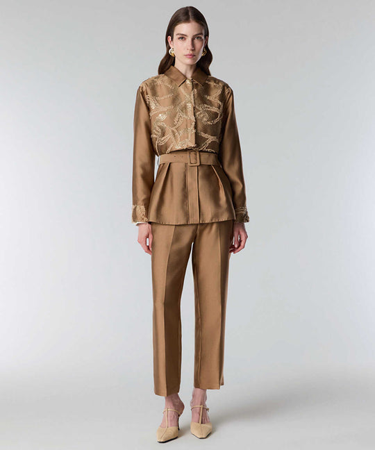 Embroidered Jacket with Belt