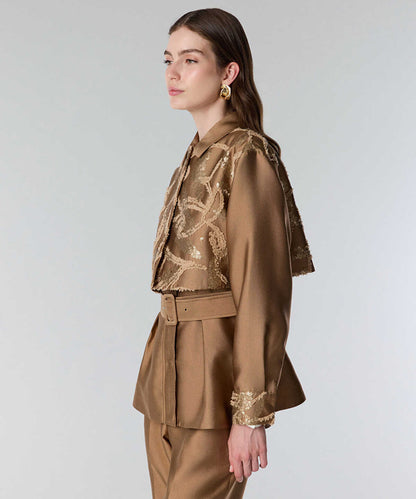 Embroidered Jacket with Belt