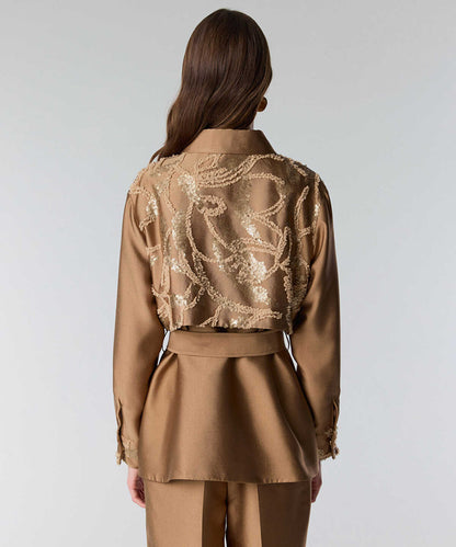 Embroidered Jacket with Belt
