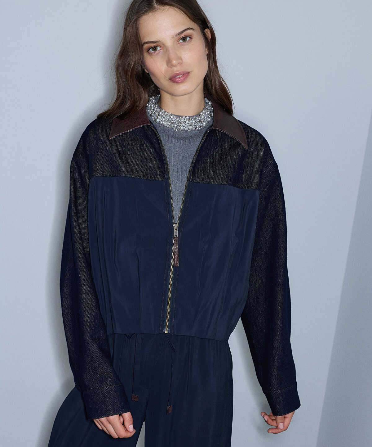 Contrast Collar Bomber Jacket