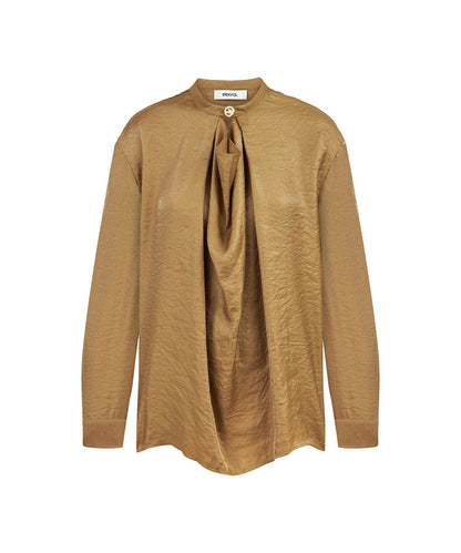 Draped-Neck Shimmer Blouse