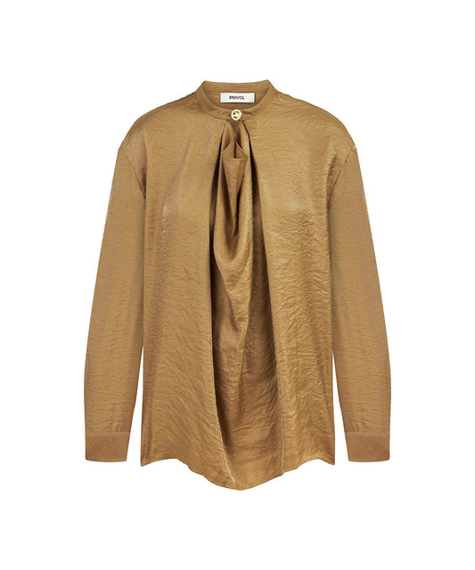 Draped-Neck Shimmer Blouse