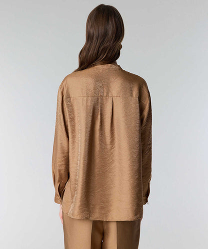 Draped-Neck Shimmer Blouse