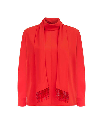 Embroidered Scarf Blouse