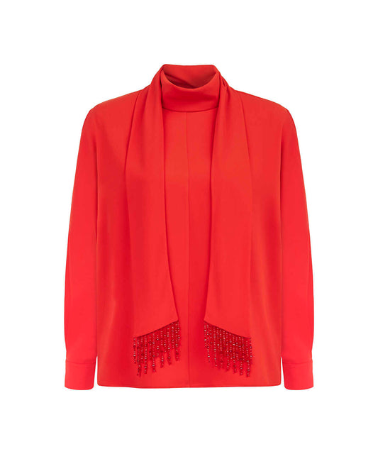 Embroidered Scarf Blouse
