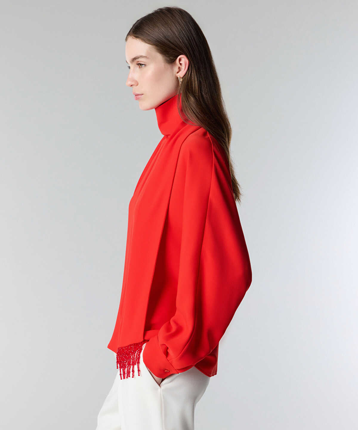 Embroidered Scarf Blouse