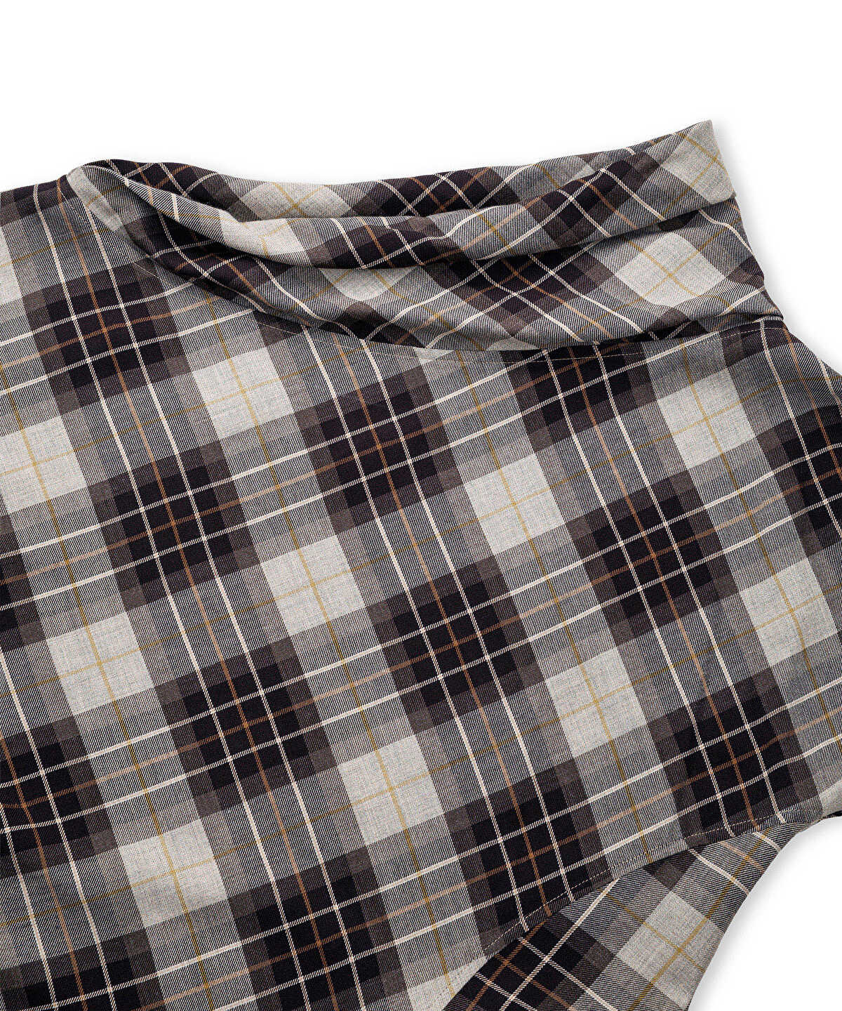 Plaid Boat-Neck Blouse