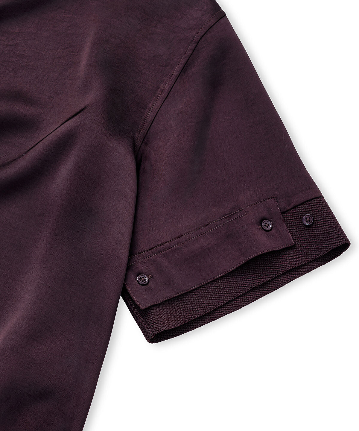 Zoomed Ribbed-Trim Shiny Blouse