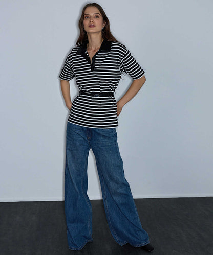 Mixed Media Belted Blouse