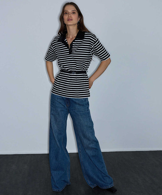 Mixed Media Belted Blouse