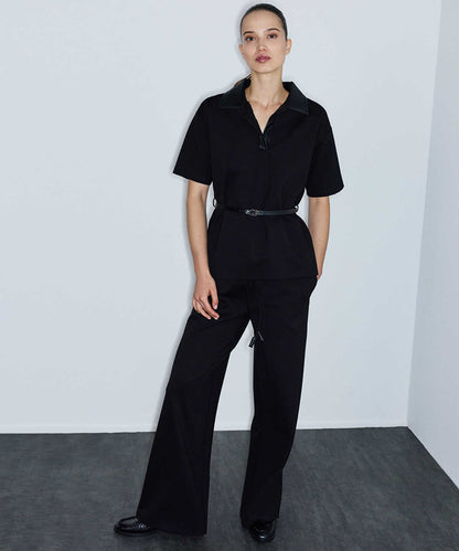 Polo-Neck Belted Blouse